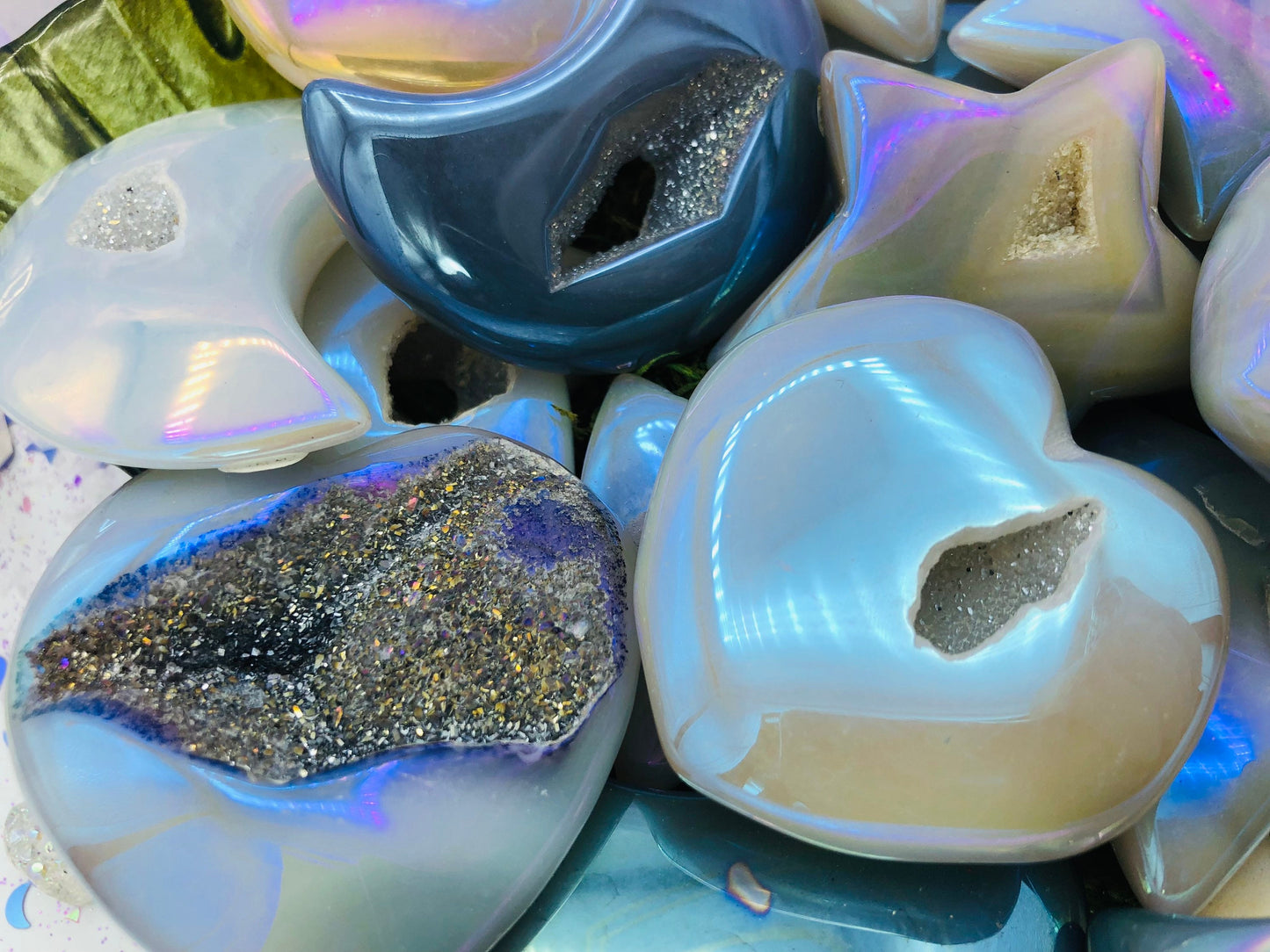 Aura Druzy Agate Heart