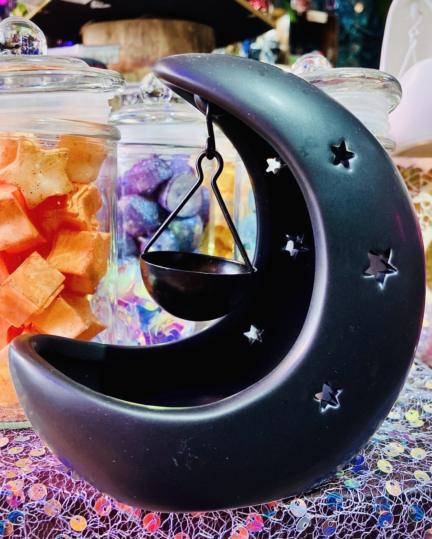 Crescent moon wax burner