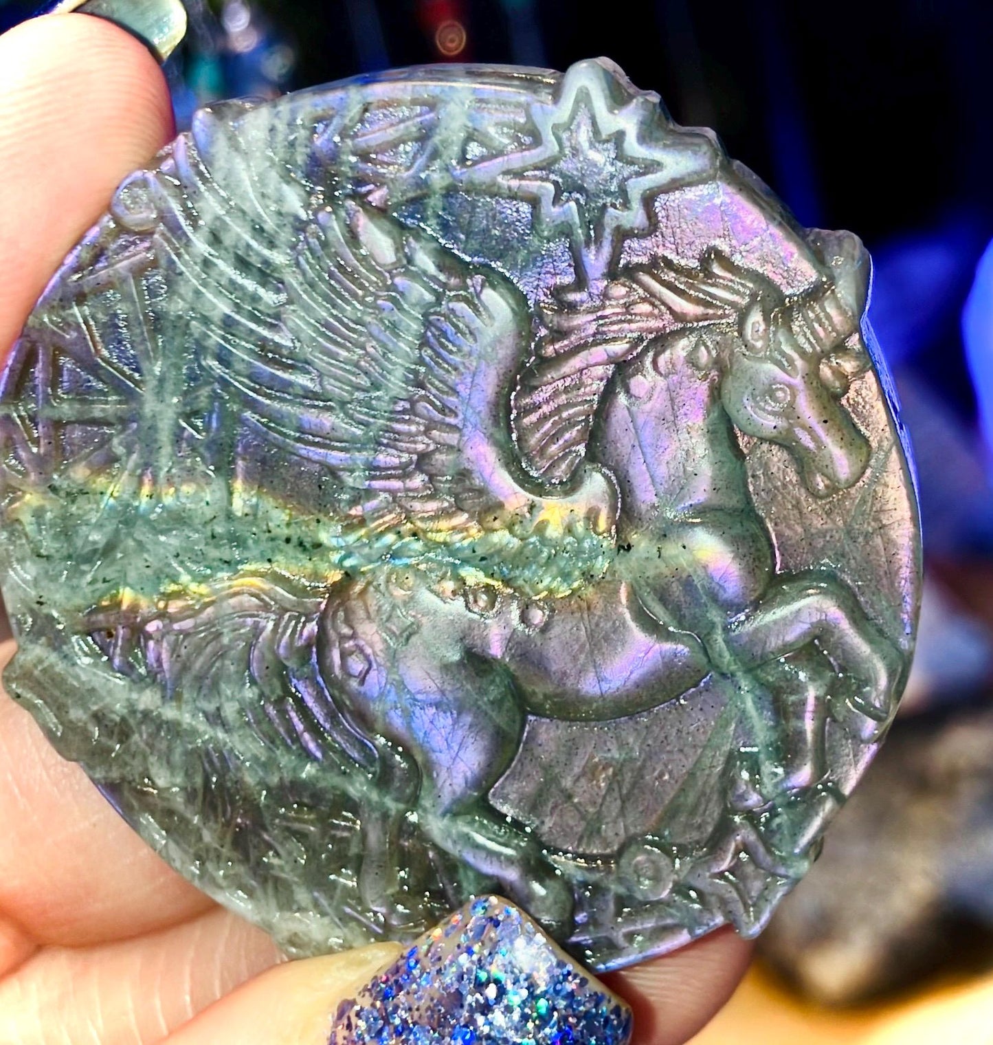 rainbow flash labradorite unicorn