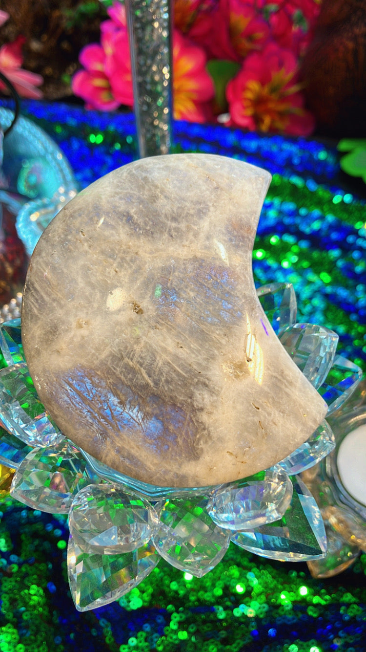 Blue Moonstone Crescent Moon