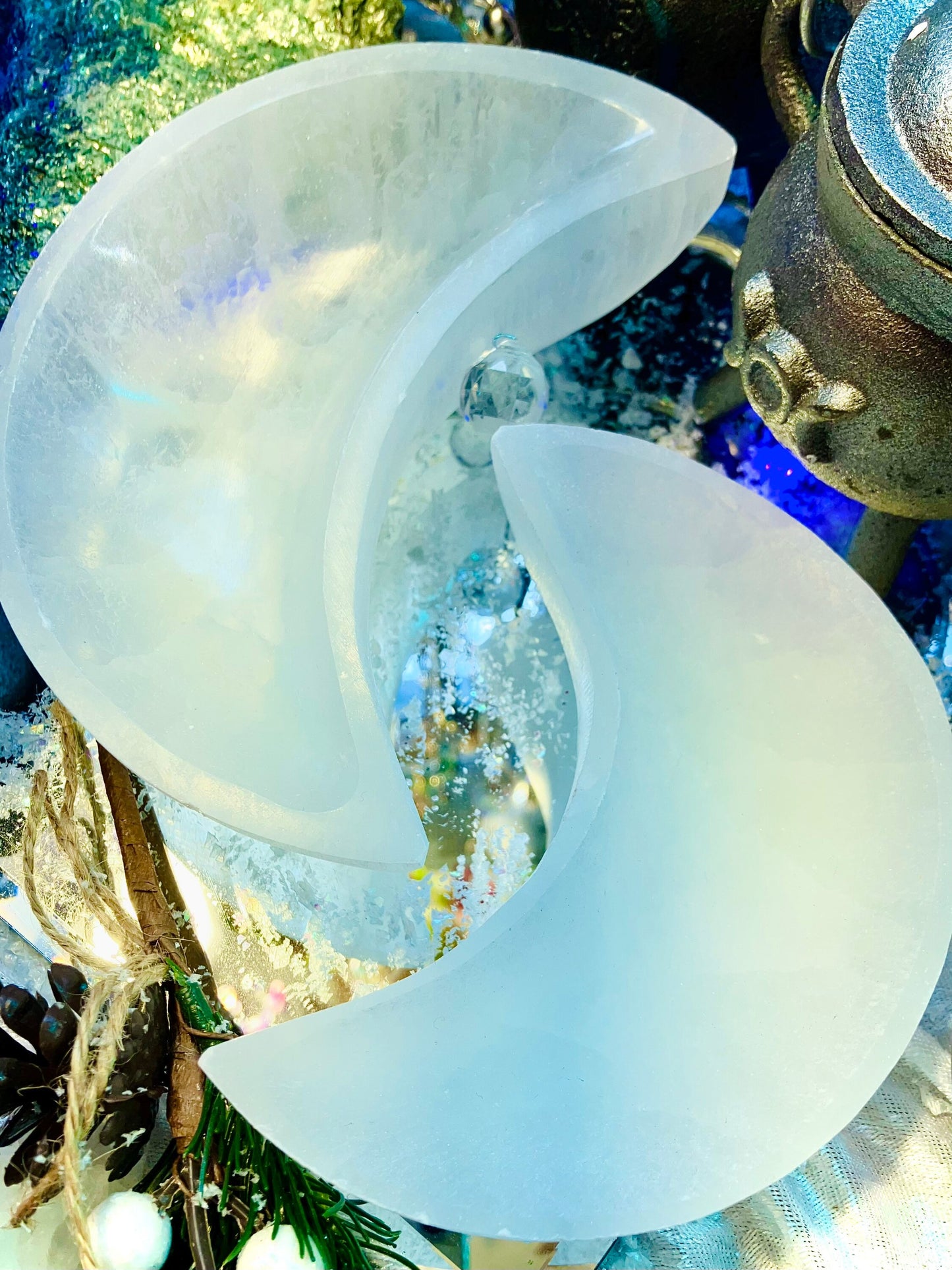Selenite Moon Bowl