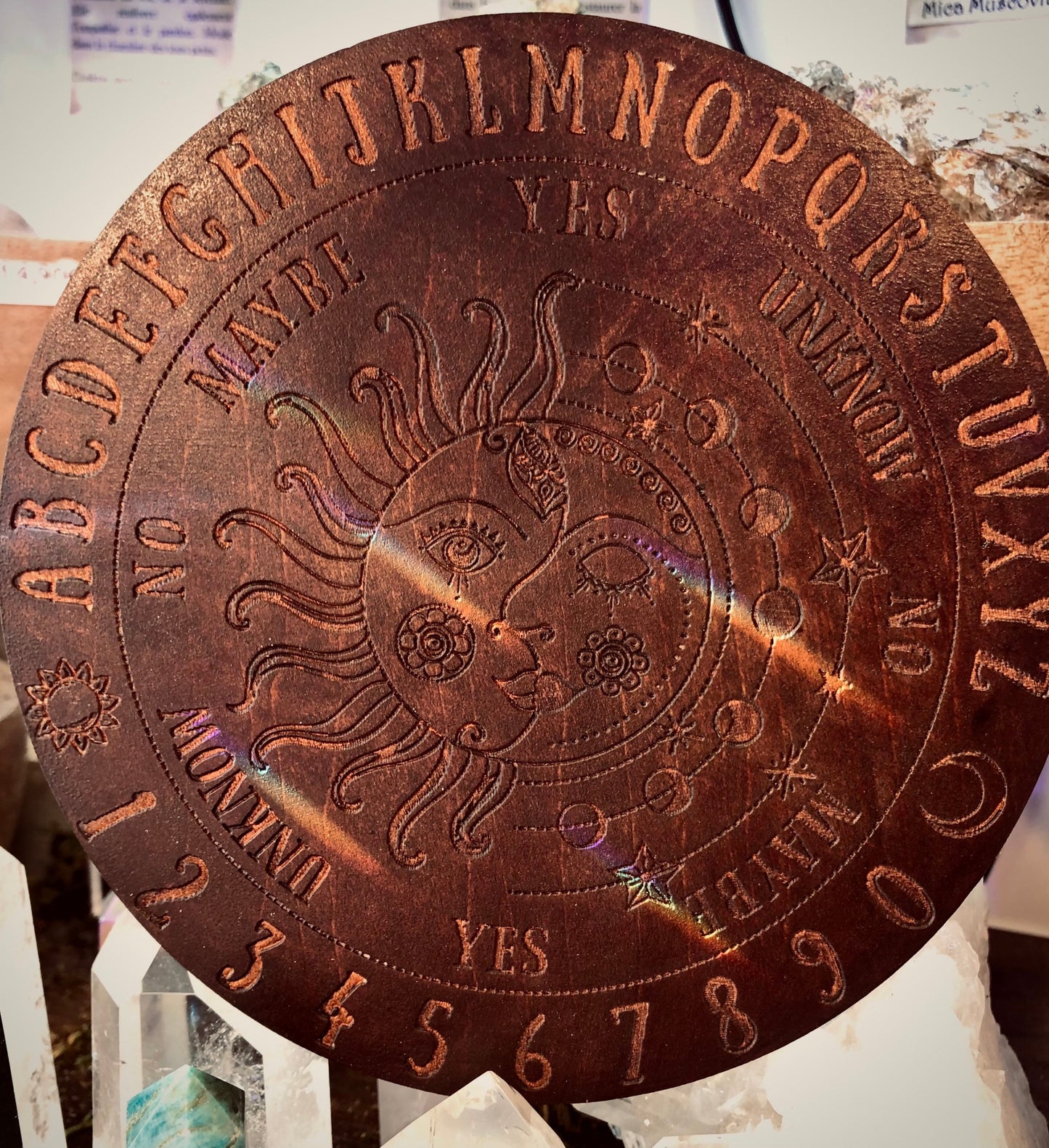 Wooden Moon Sun Ouija Pendulum Board Size S