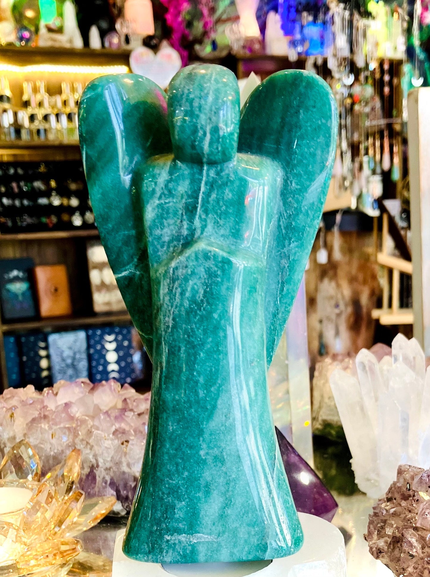 Large Green Aventurine Guardian Angel