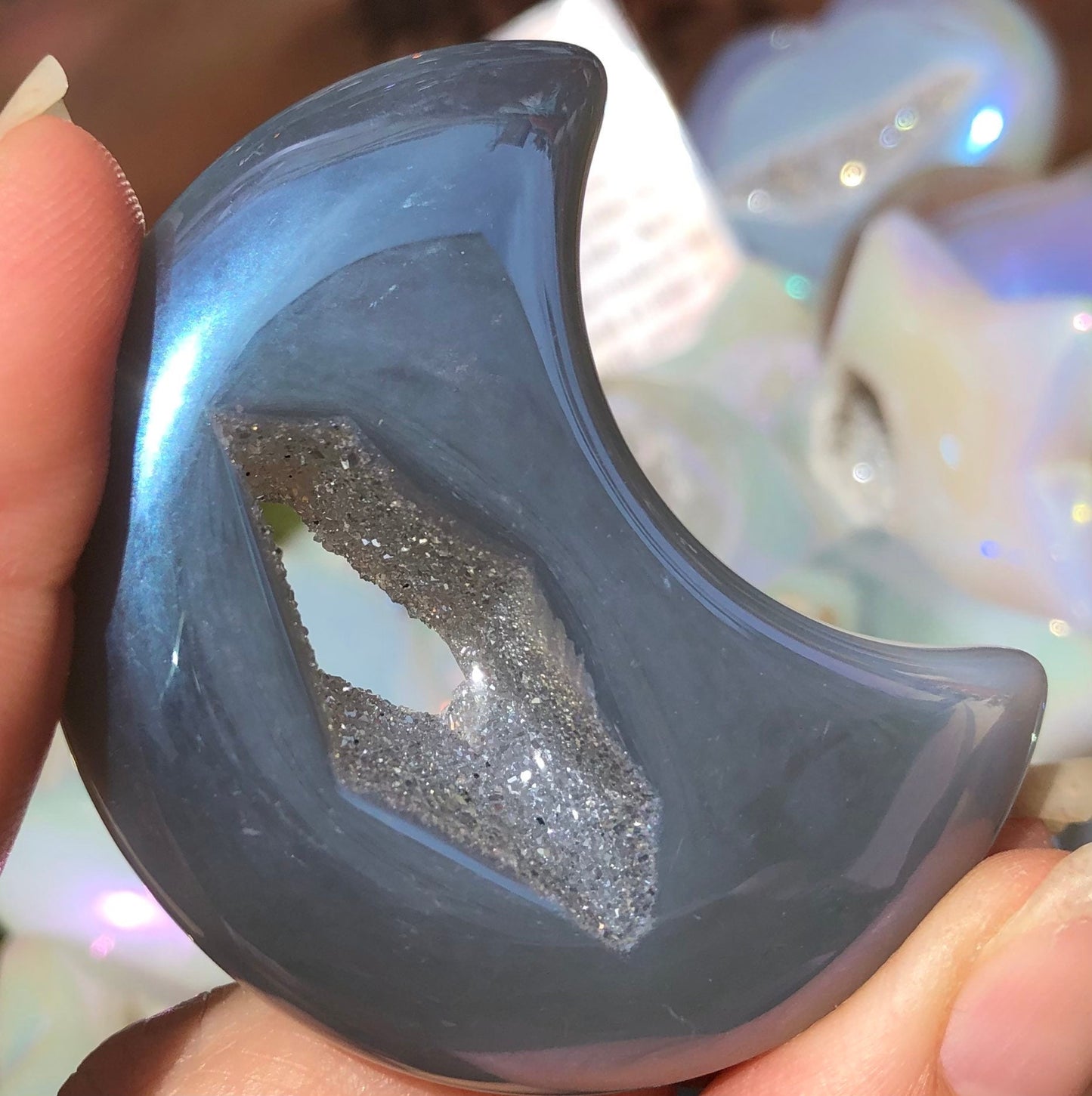 Druzy Moon in Aura Angel Agate