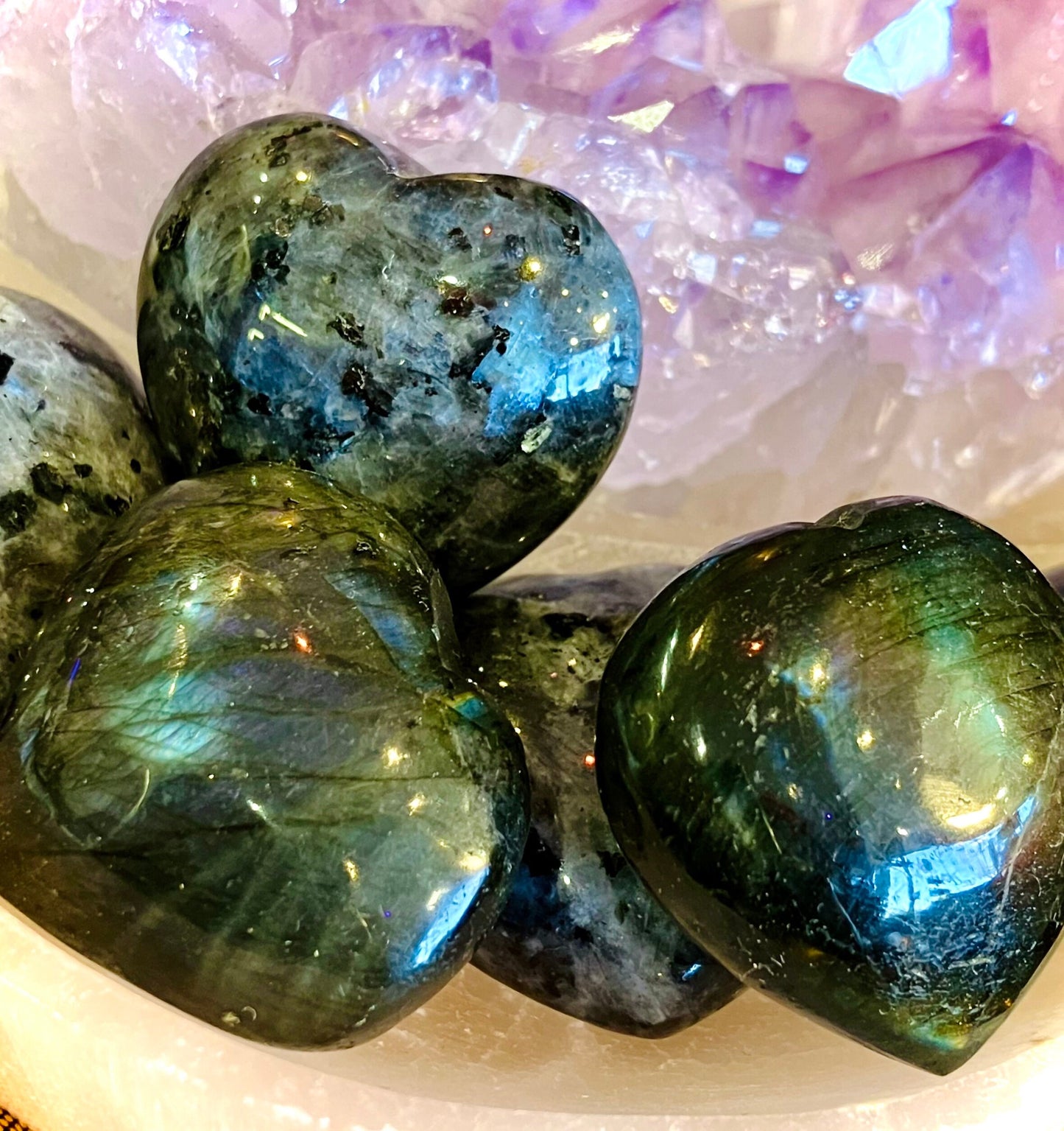 Labradorite or larvikite heart