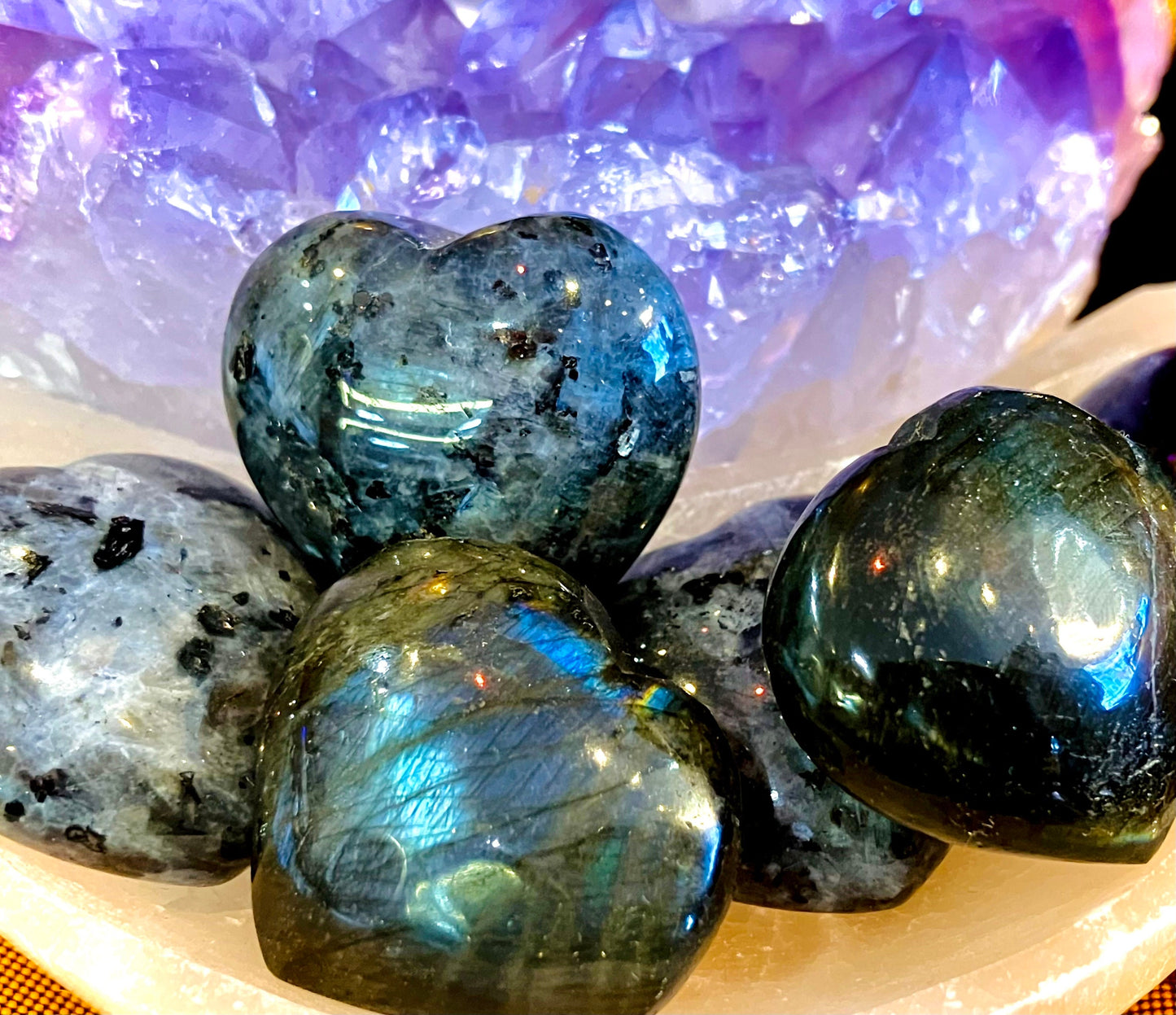Labradorite or larvikite heart