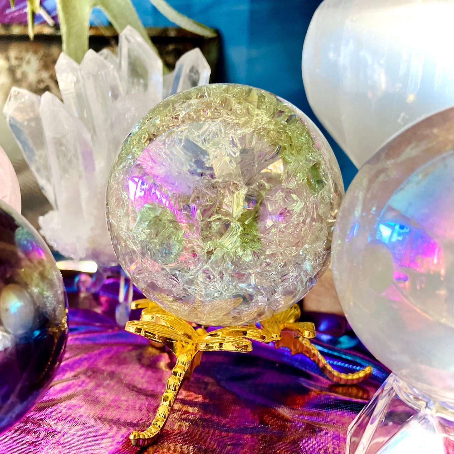 Aura Angel Cracked Crystal Sphere