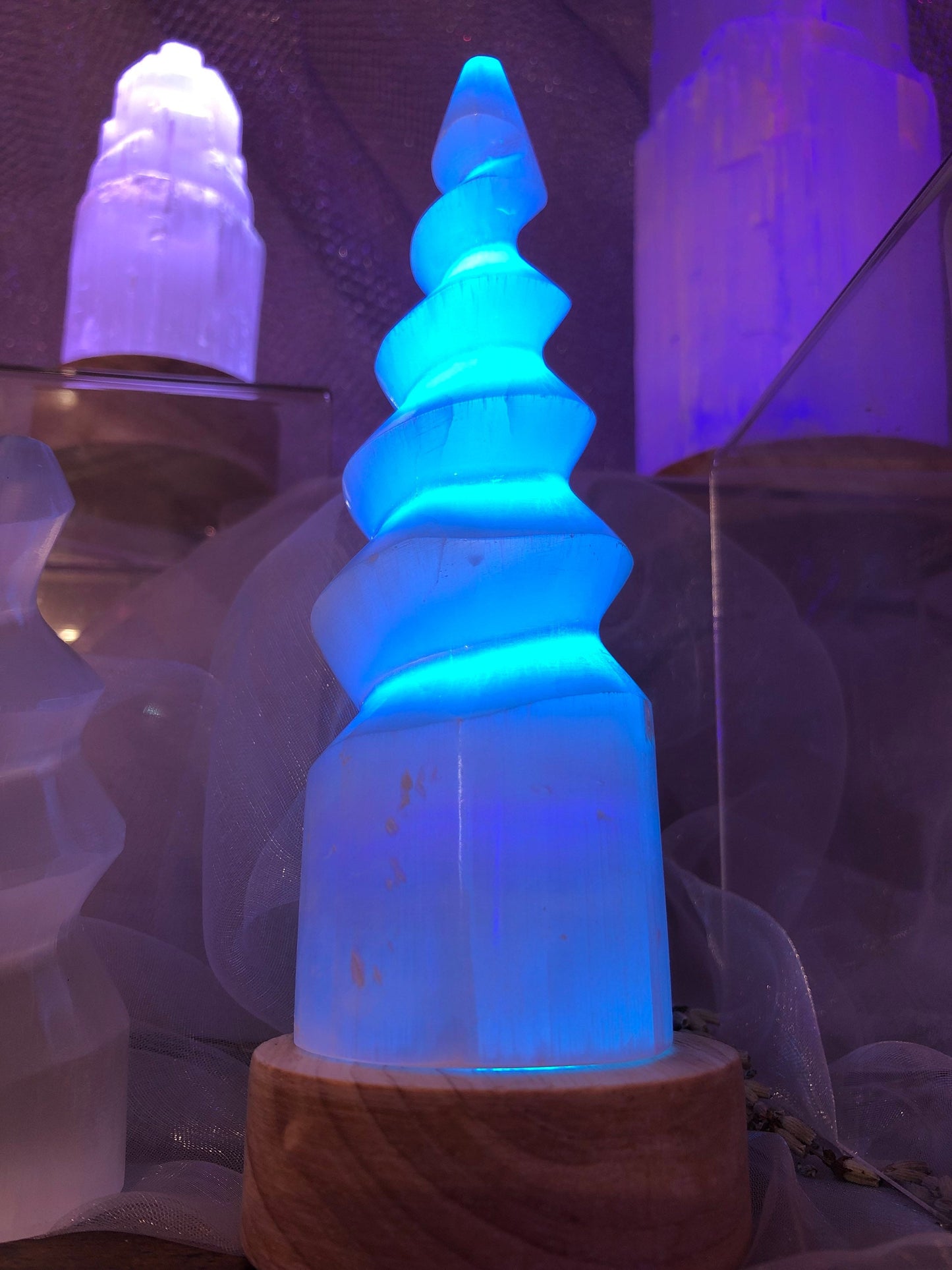 Selenite Spiral USB Lamp
