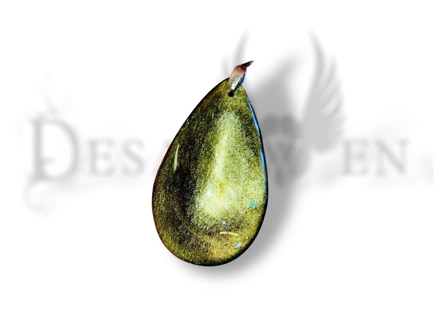 XL golden obsidian drop pendant