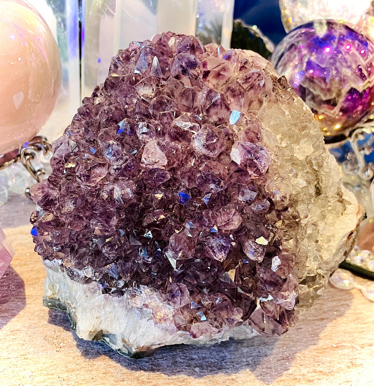 Druze amethyst two-tone sawn base