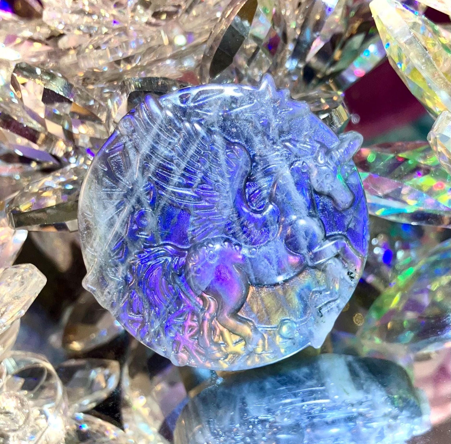 rainbow flash labradorite unicorn