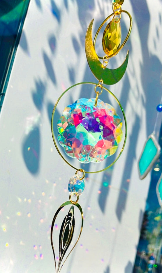 Regenbogen Großer Hypnotischer Kristall Aura Rosenquarz Amethyst