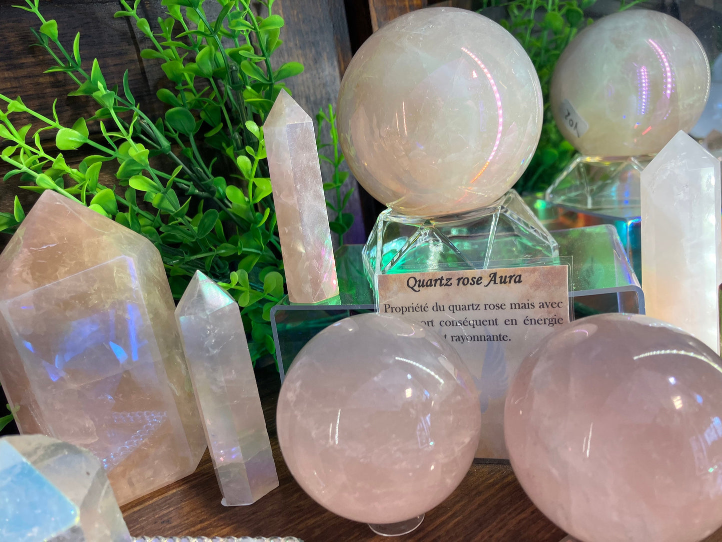 Sphère de quartz rose aura angel