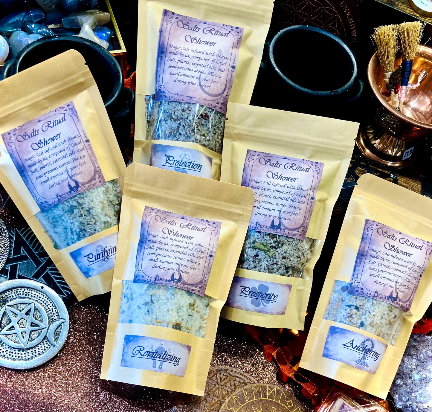 Magic salts ritual shower anchoring