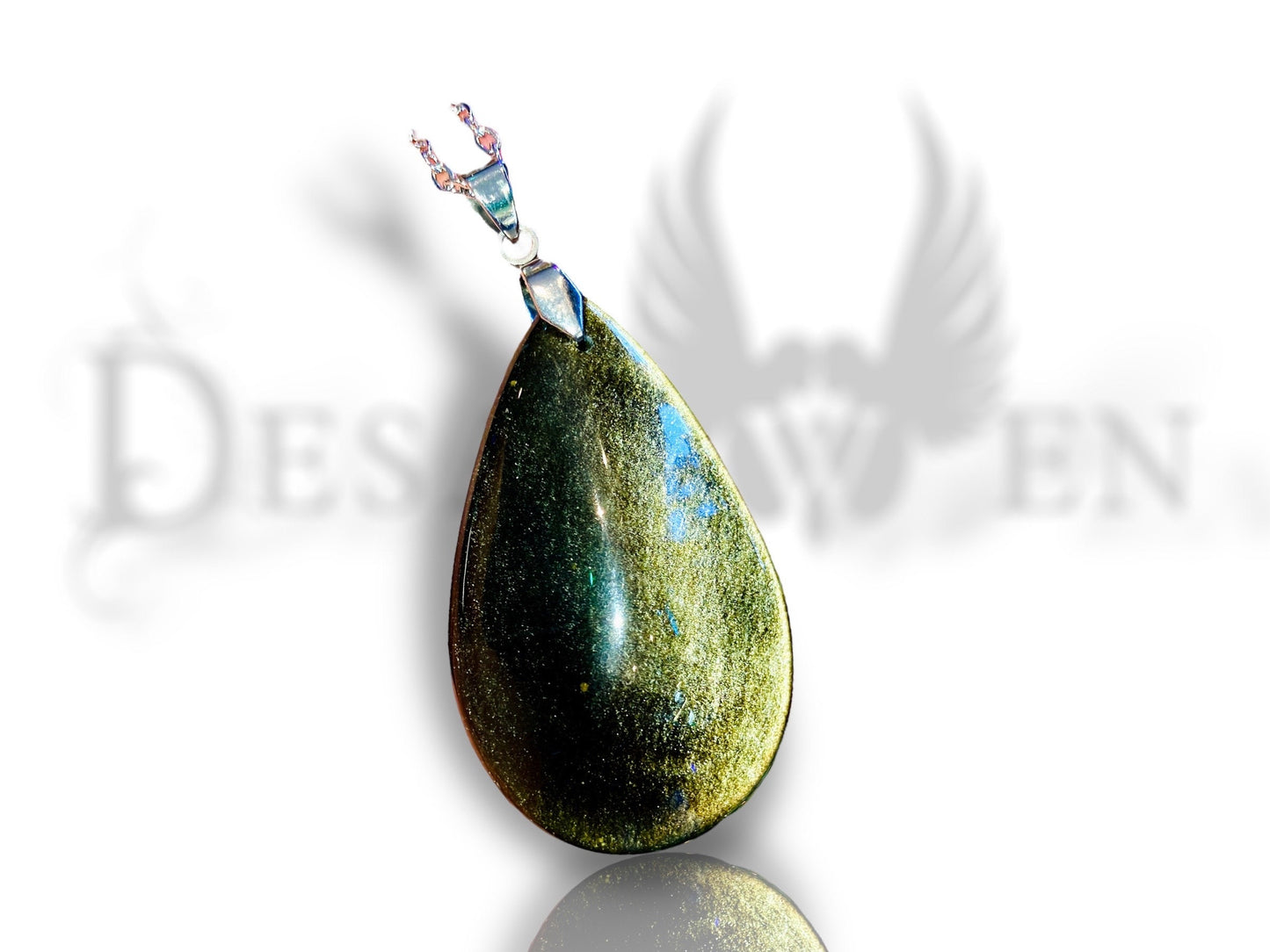XL golden obsidian drop pendant