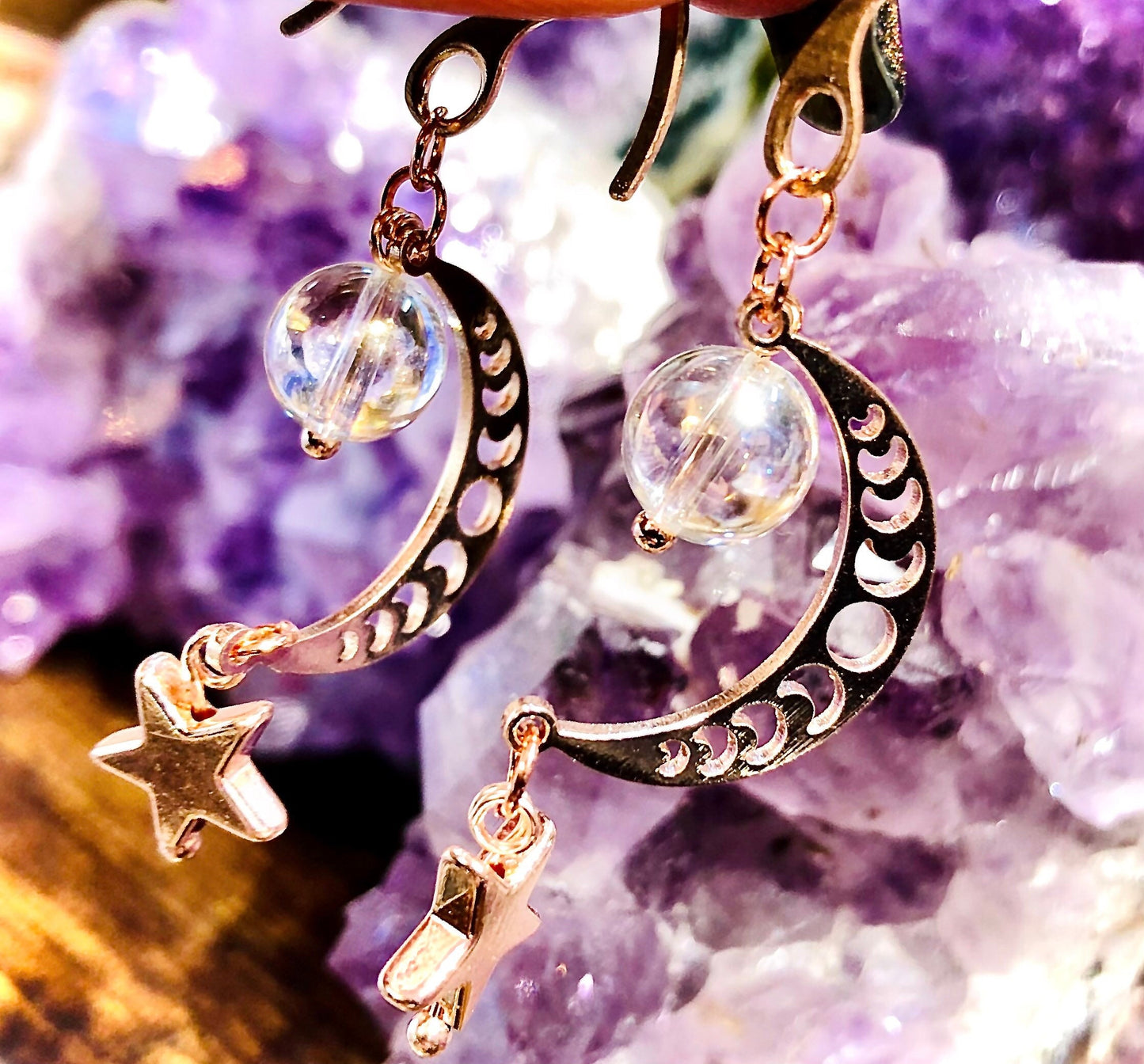 Aura crystal moon earring
