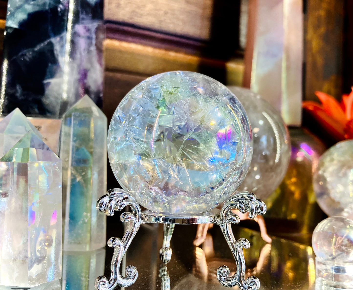 Aura Angel Cracked Crystal Sphere