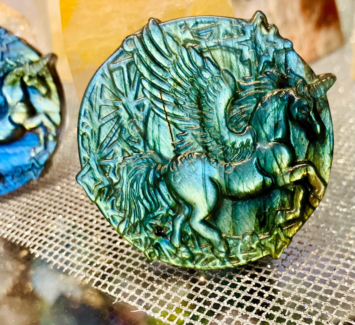 rainbow flash labradorite unicorn