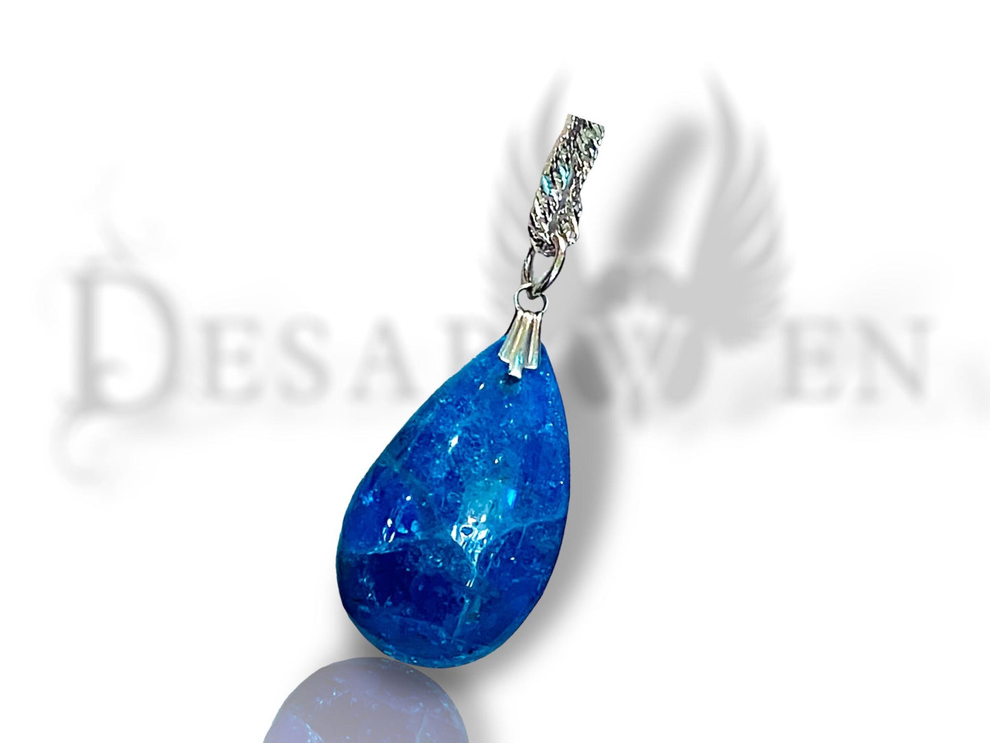 Extra blue apatite pendant, flat drop