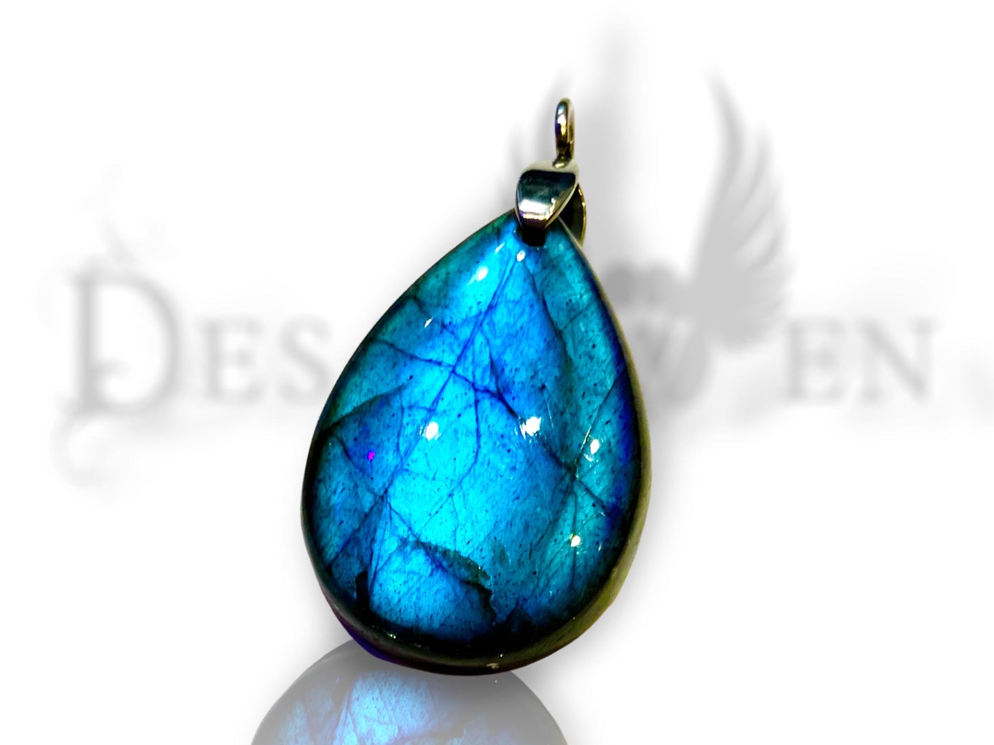Flash labradorite flat drop pendant