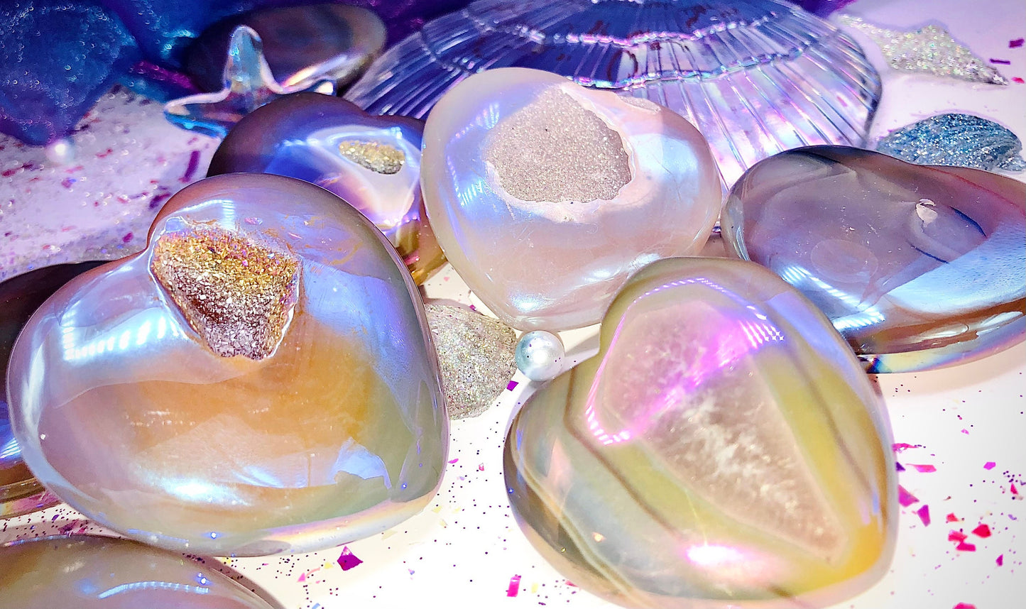 Aura Druzy Agate Heart