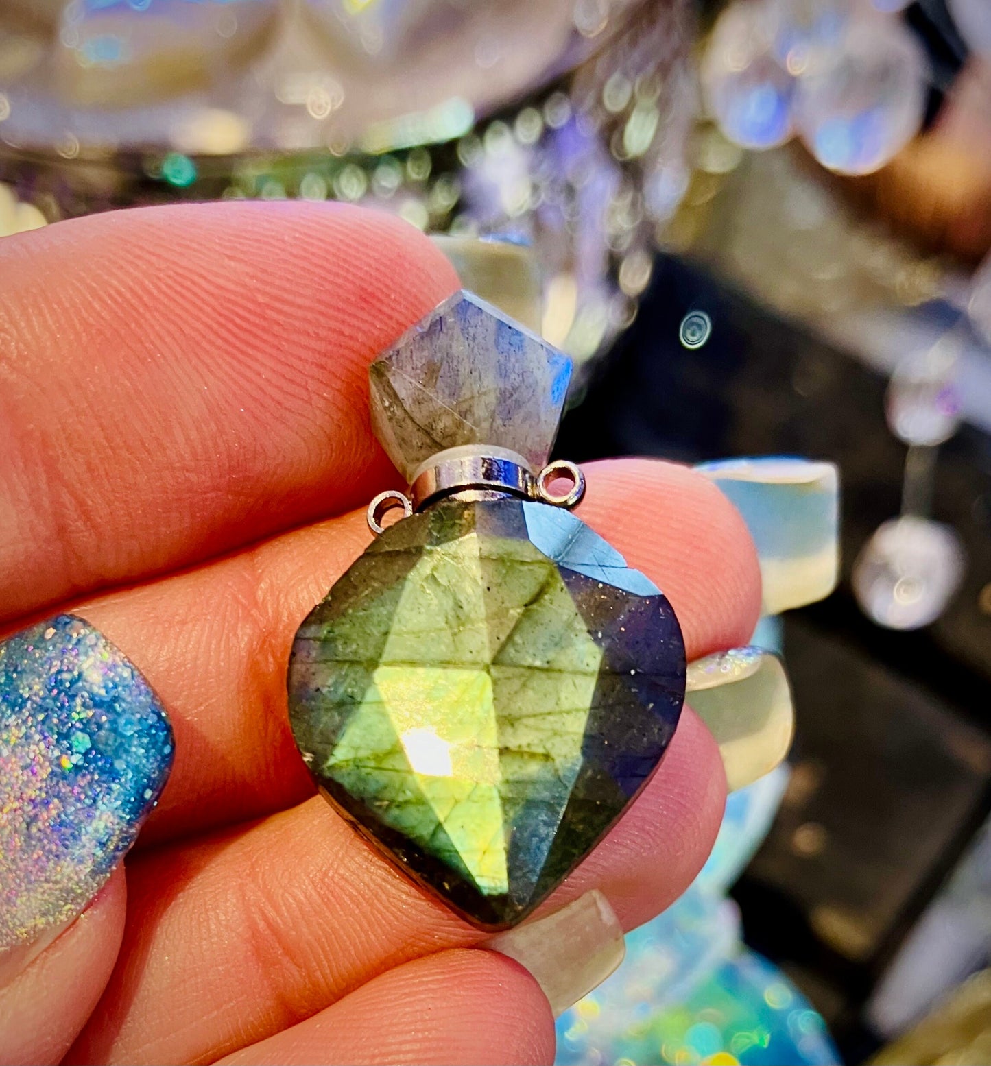faceted labradorite bottle pendant