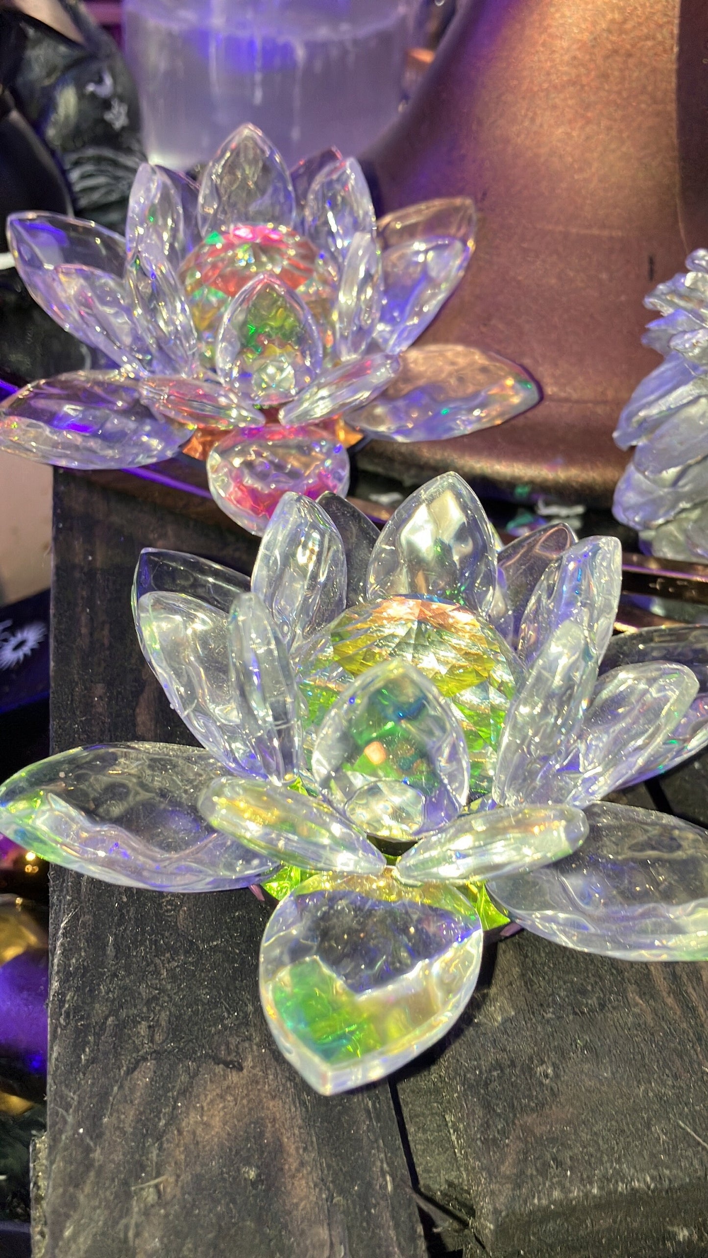rainbow glass crystal lotus flower