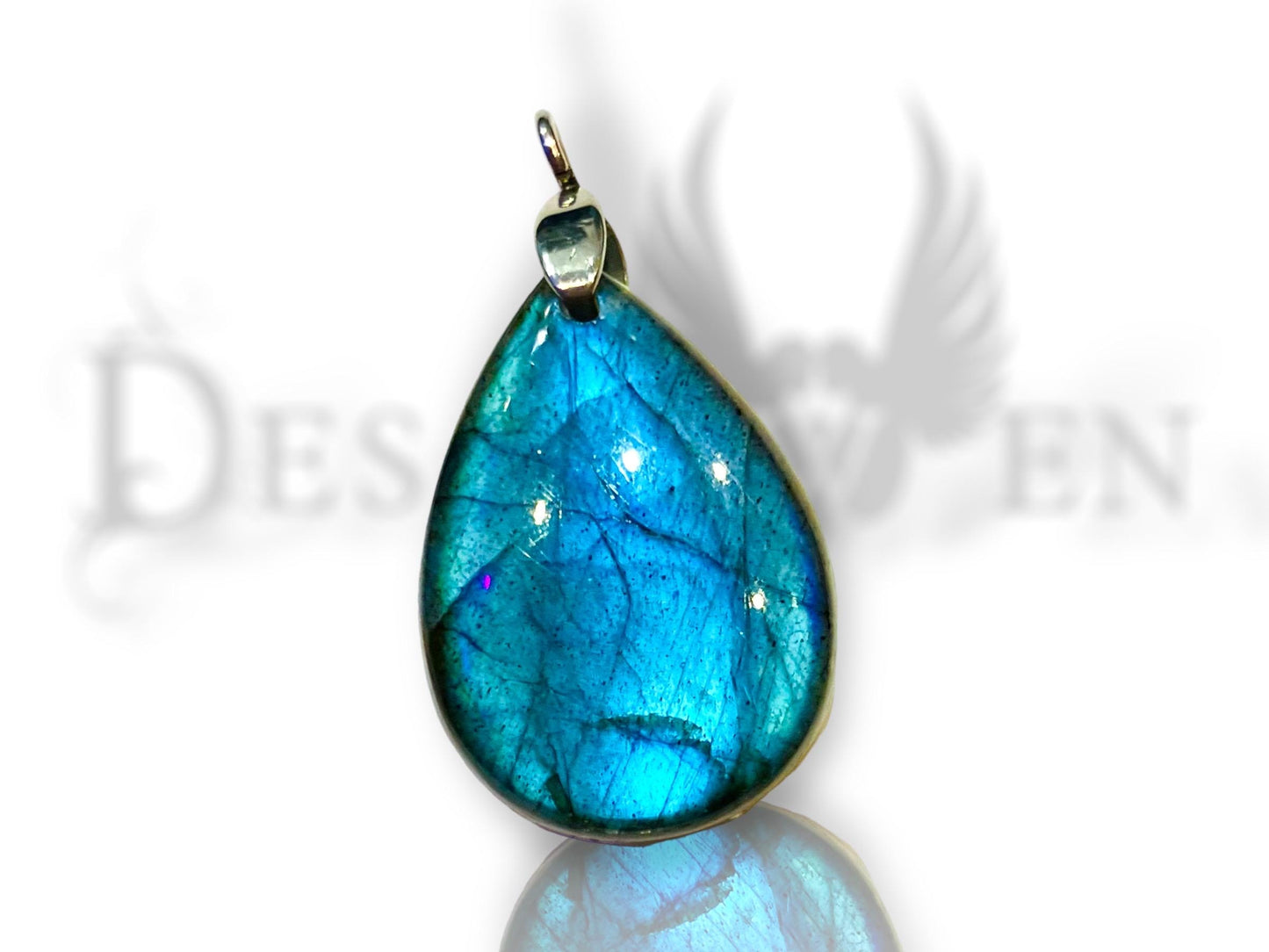 Flash labradorite flat drop pendant