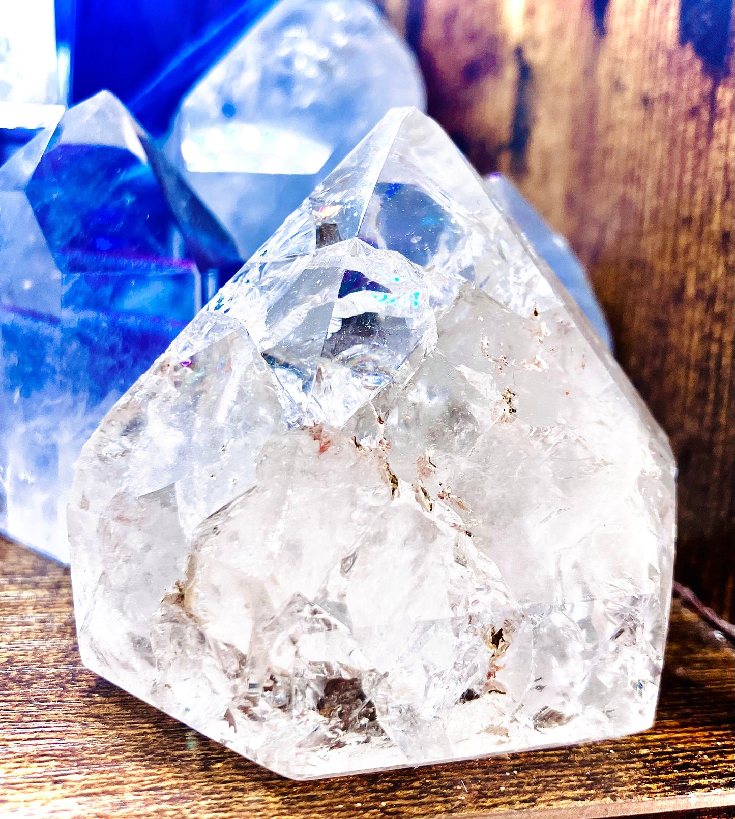 LED cracked rock crystal point lamp