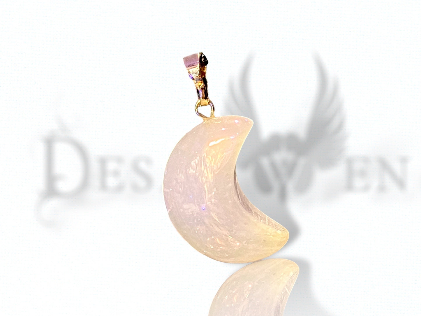 Angel Aura Crystal Crescent Moon Pendant