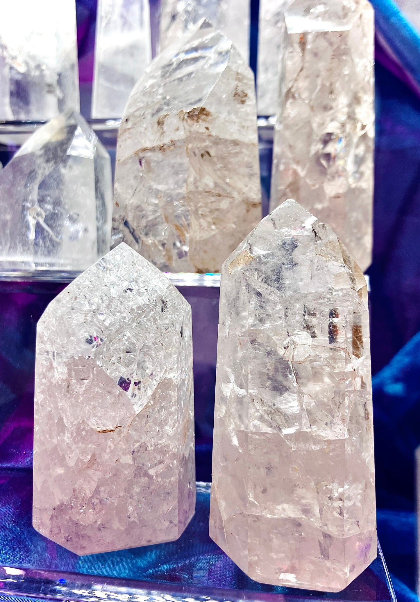 LED cracked rock crystal point lamp