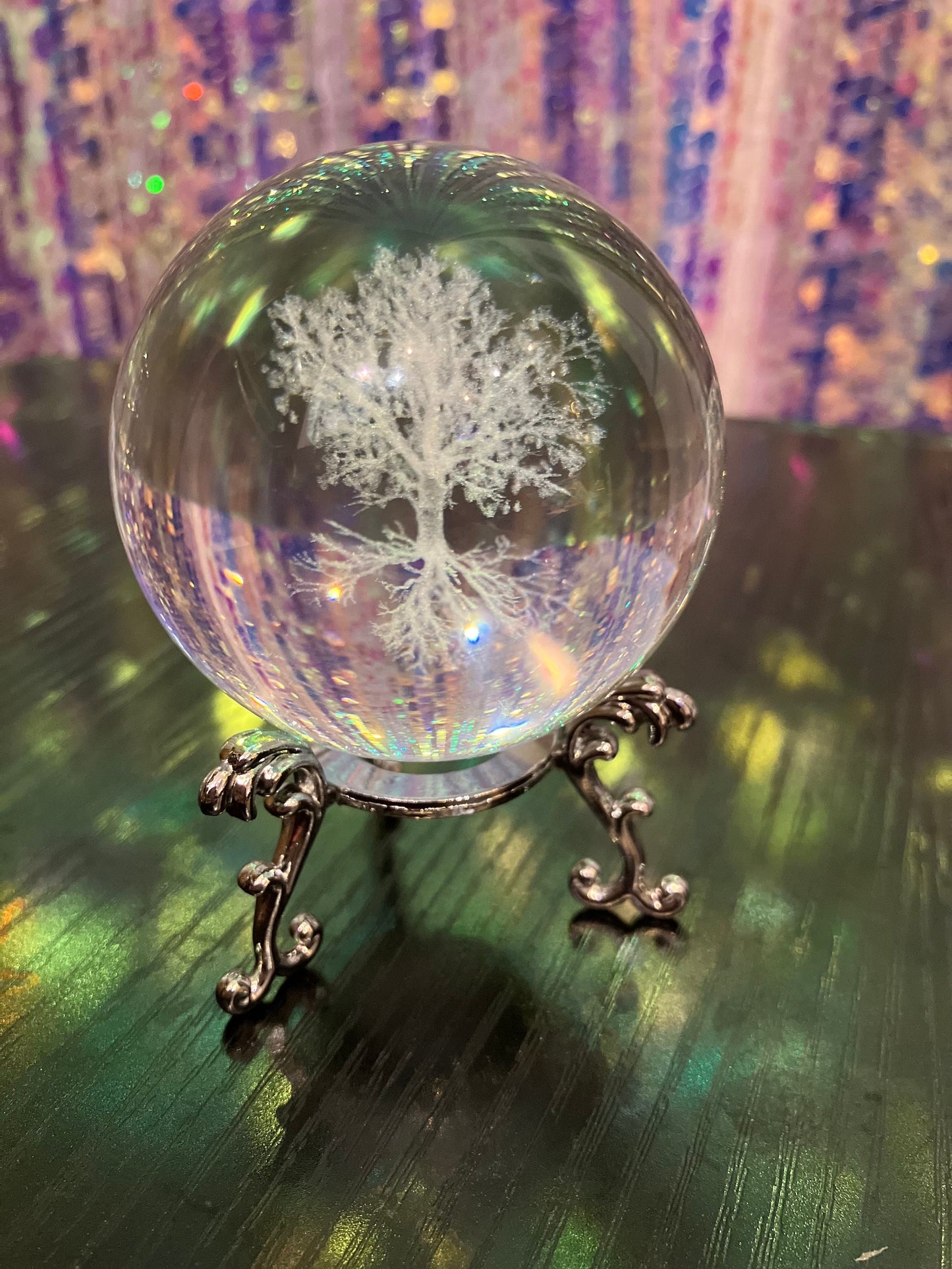 feng shui glass crystal sphere Yggdrasil tree of life