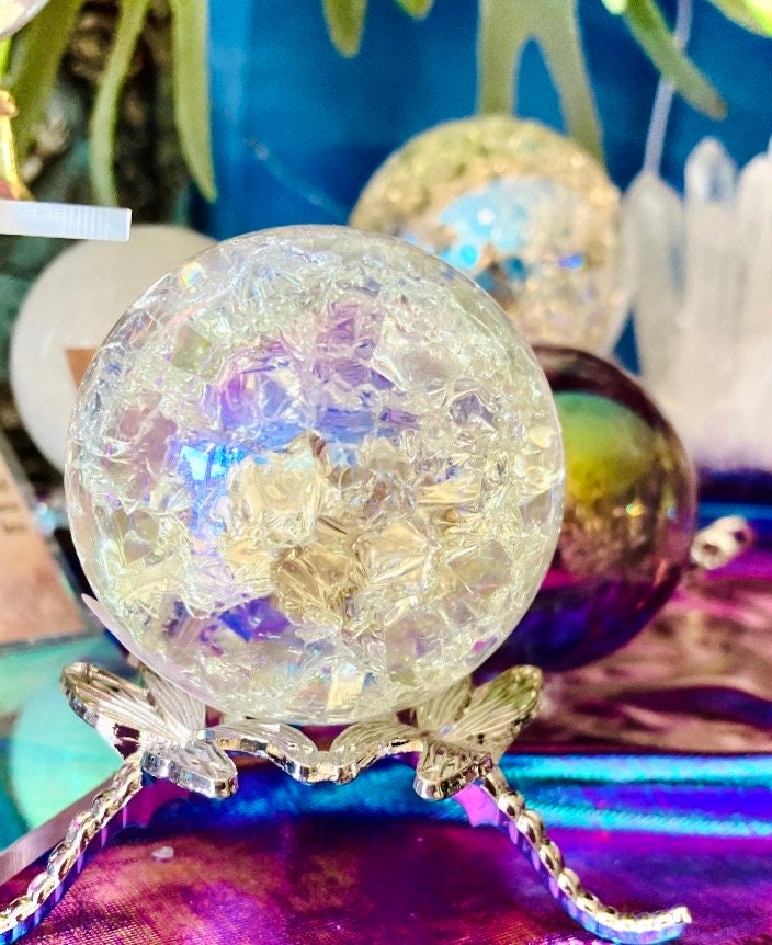 Aura Angel Cracked Crystal Sphere