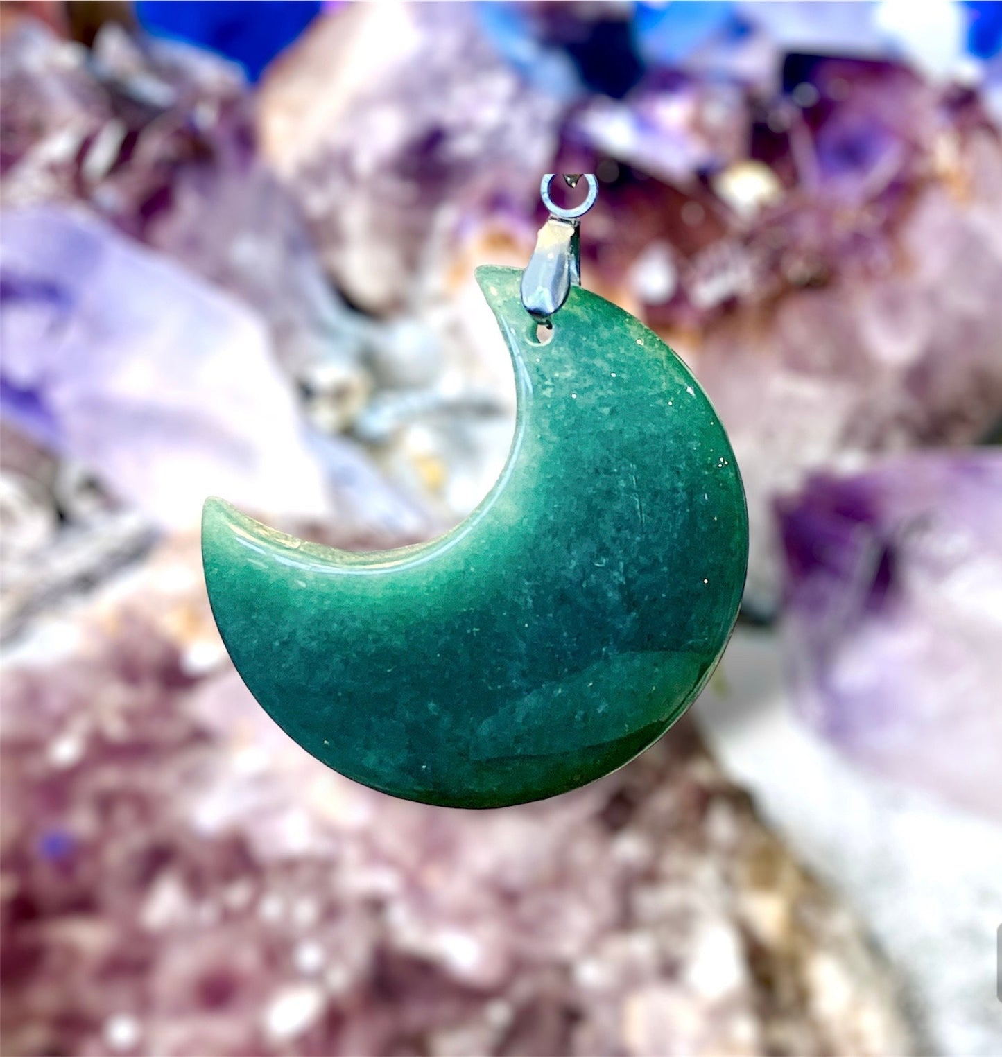 Green Aventurine Crescent Moon Pendant