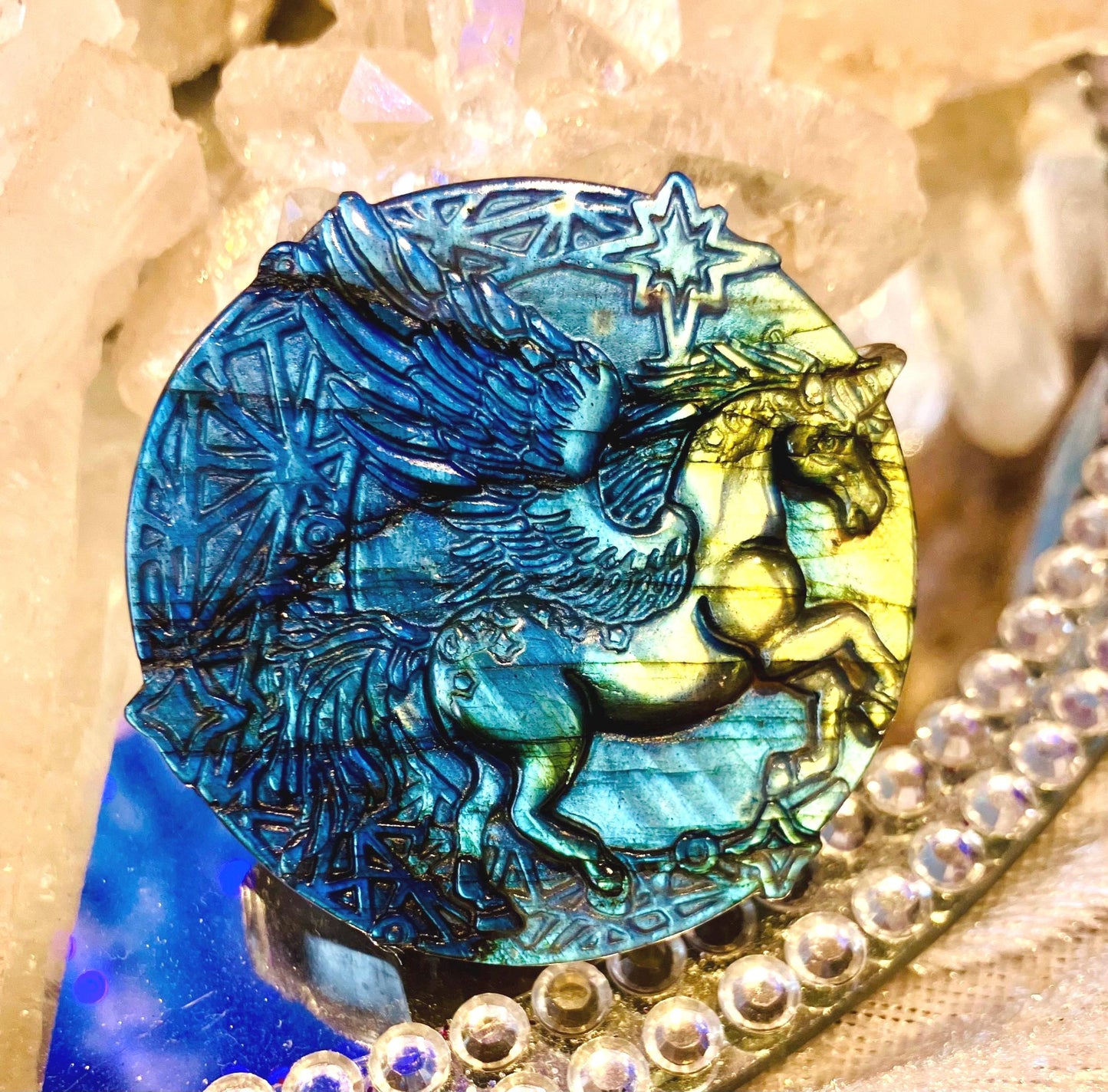 rainbow flash labradorite unicorn