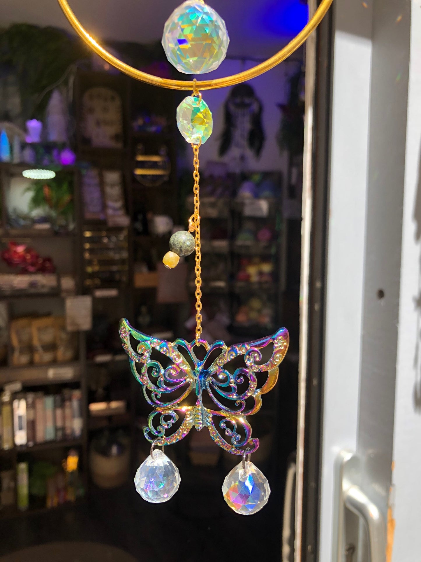 magic anti-stress rainbow and iridescent metal butterfly