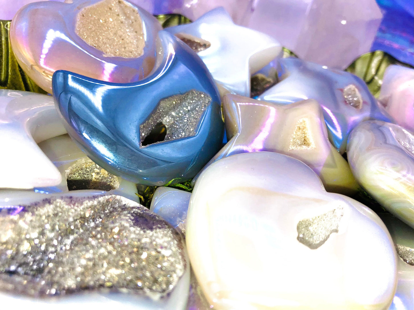 Aura Druzy Agate Heart