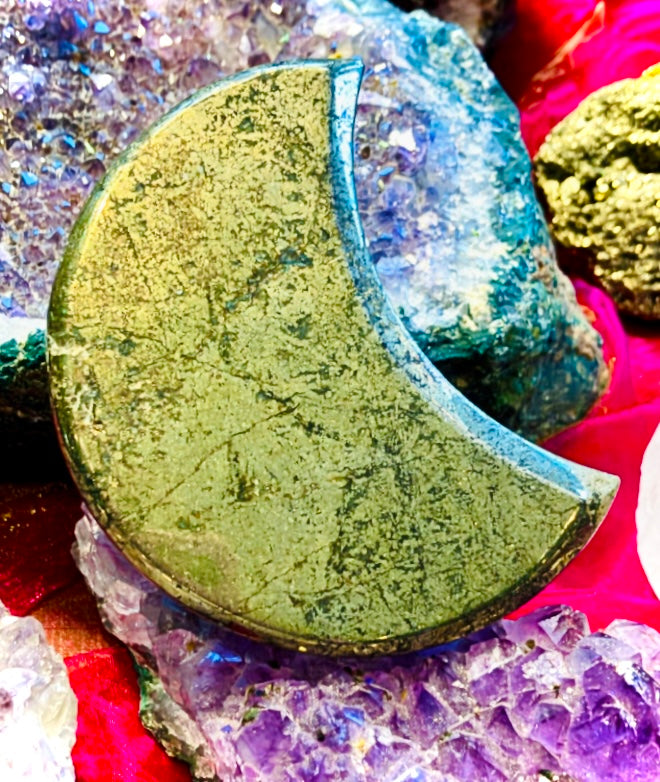 Crescent Moon in Pyrite Stone