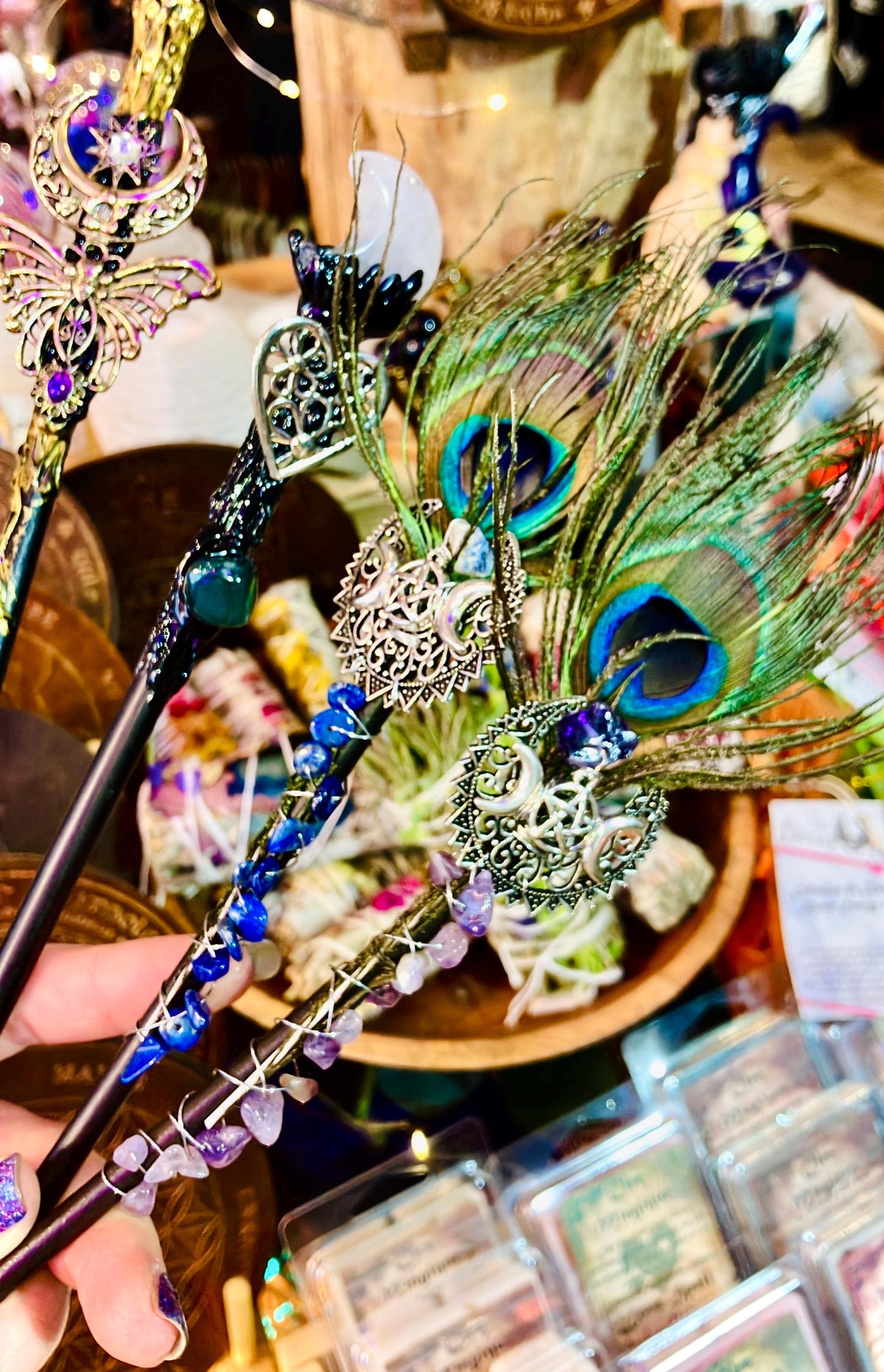 peacock feather magic wand