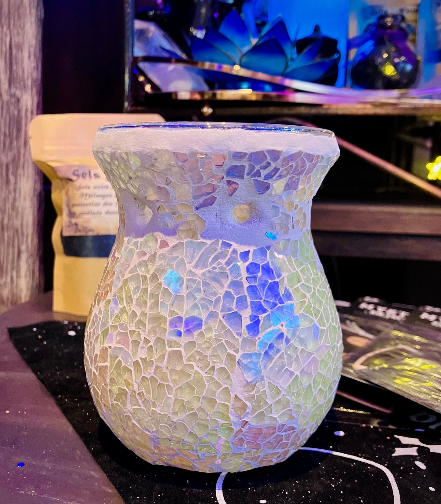 Glass mosaic wax burner