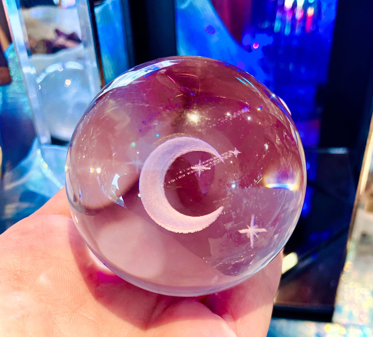 feng shui glass crystal sphere crescent moon star