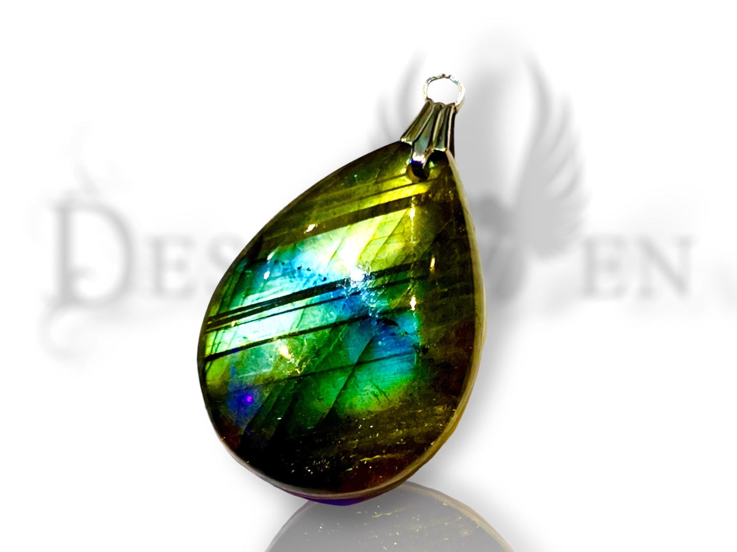 Flash labradorite flat drop pendant
