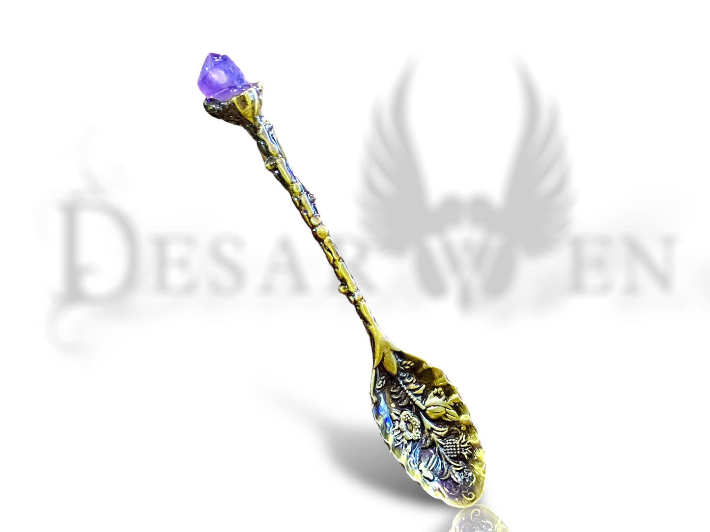 Witchy ritual spoon with stone