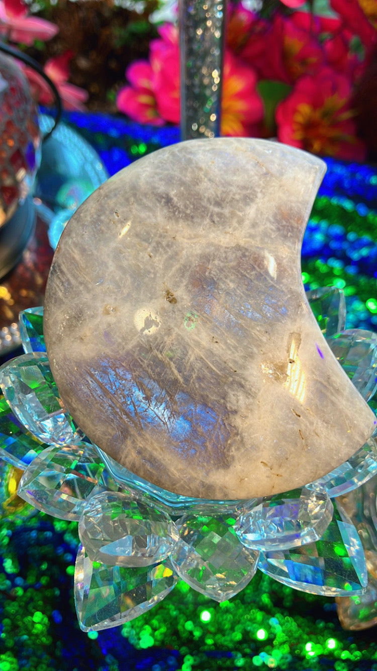 Blue Moonstone Crescent Moon