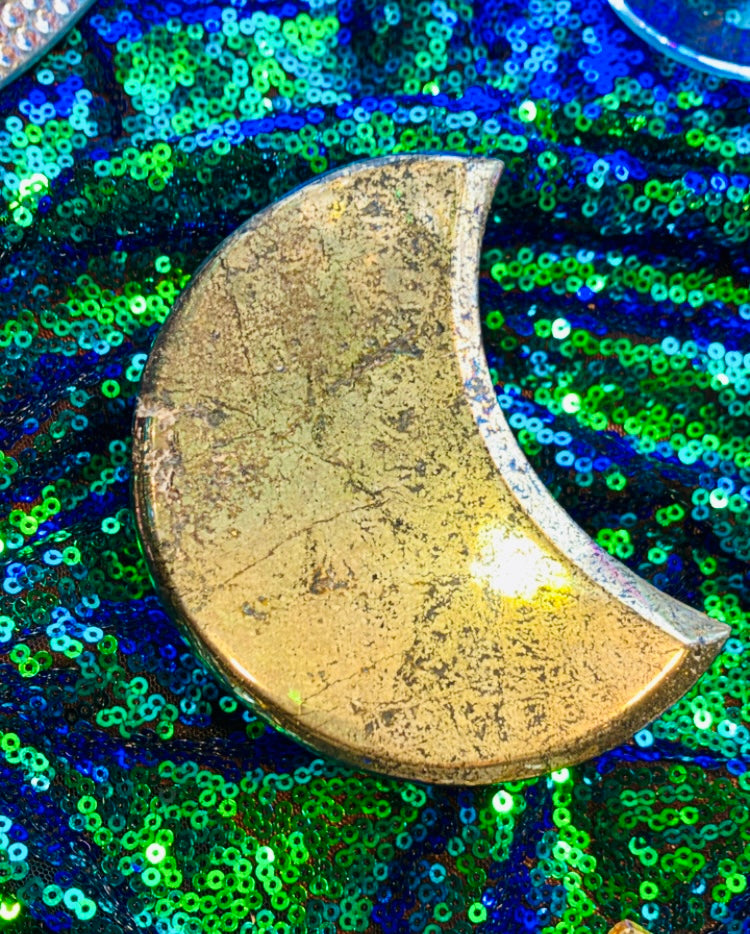 Crescent Moon in Pyrite Stone