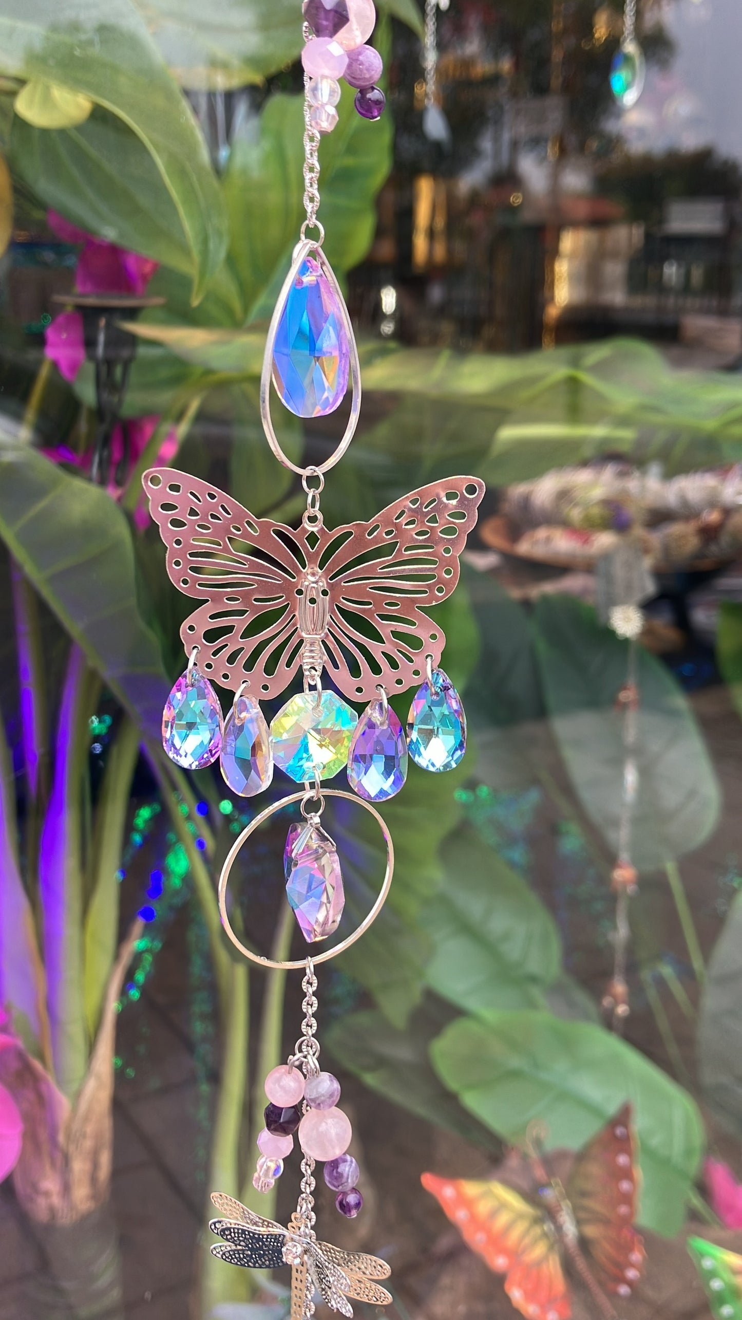 Regenbogen Schmetterling Rosenquarz Aura Engel Amethyst