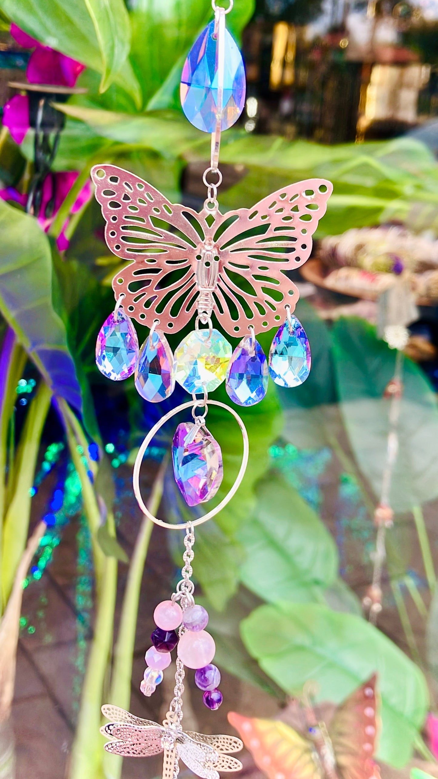 Regenbogen Schmetterling Rosenquarz Aura Engel Amethyst