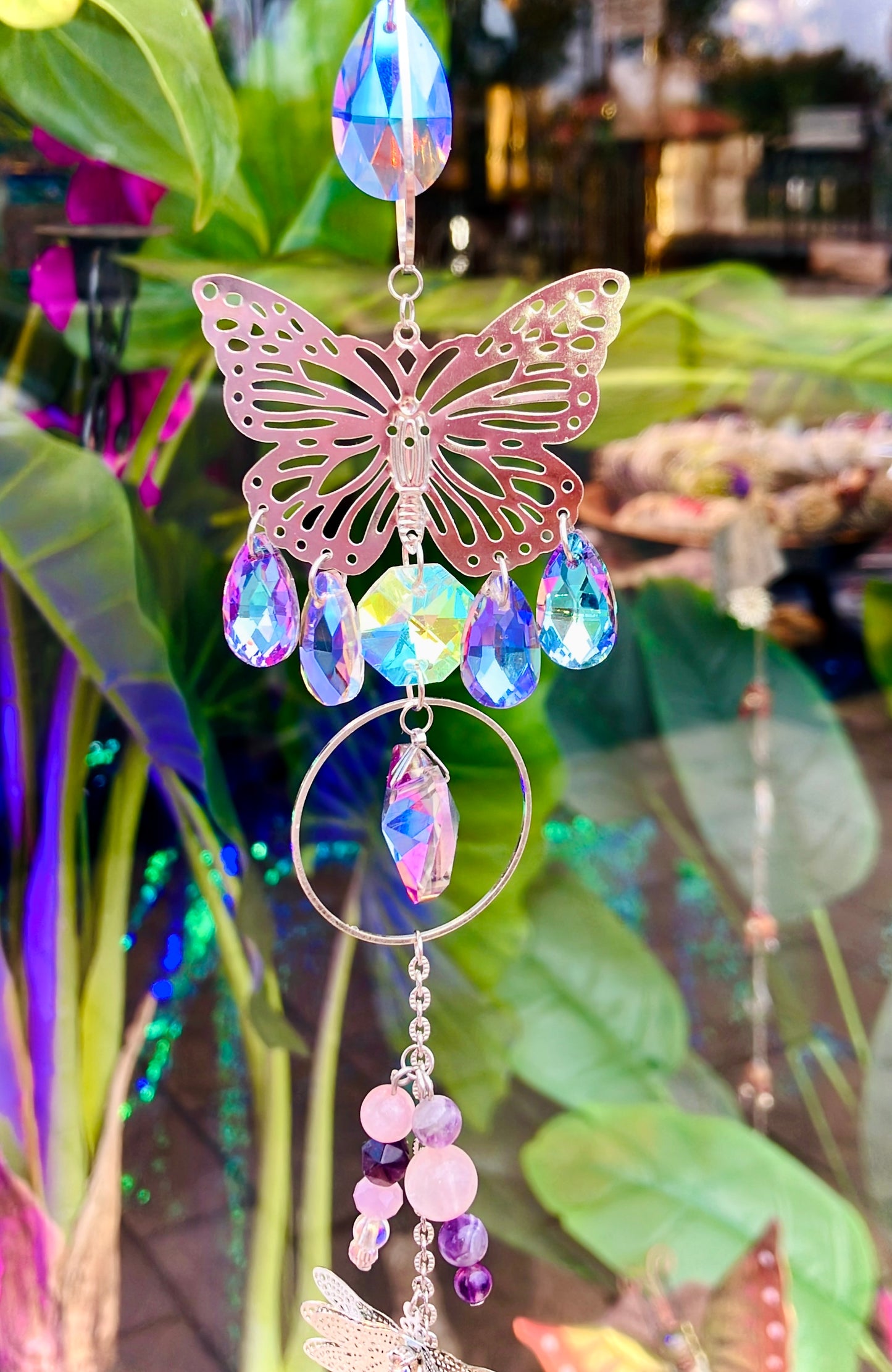Regenbogen Schmetterling Rosenquarz Aura Engel Amethyst