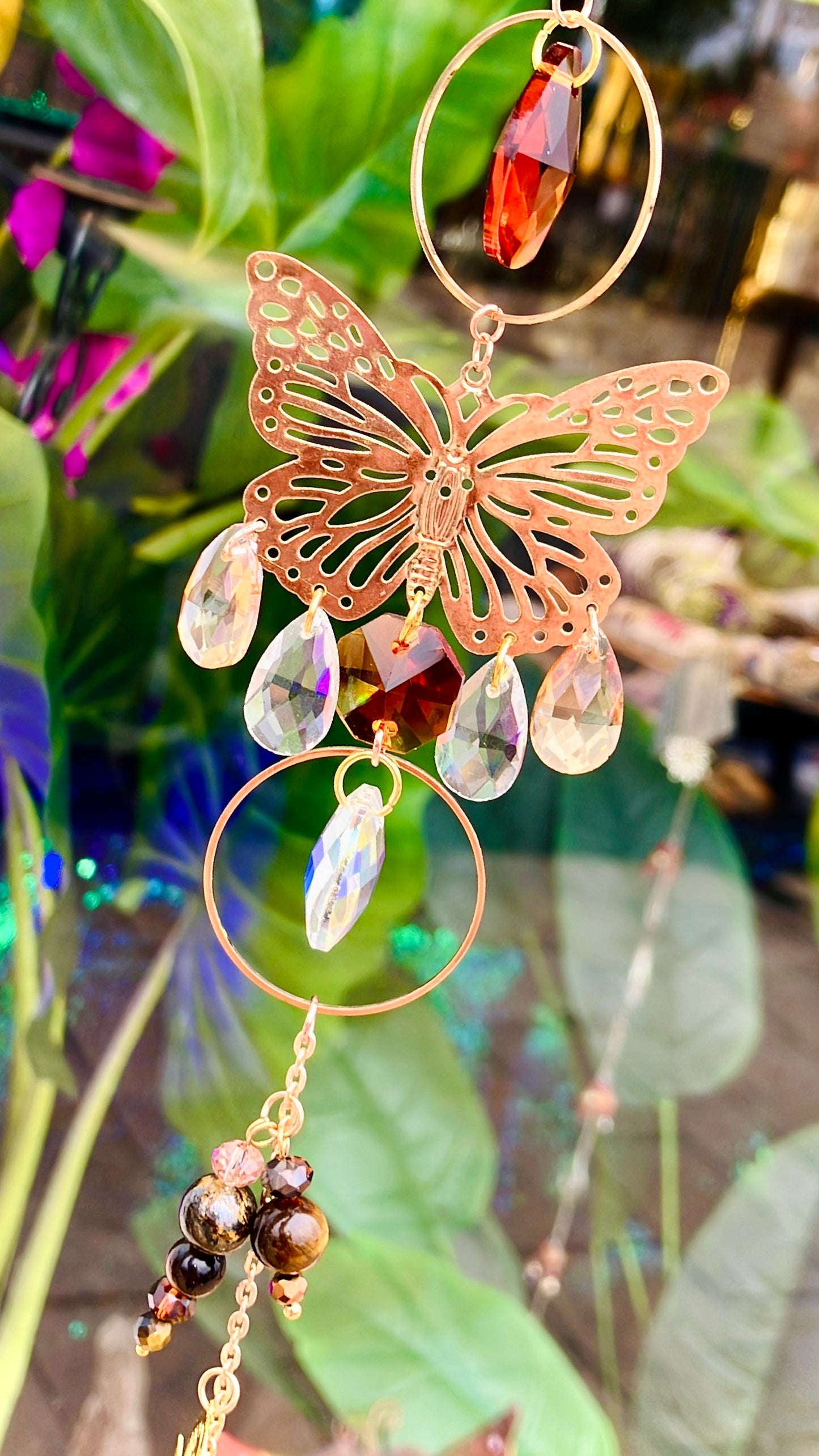 Regenbogen Schmetterling Tigerauge Bronzit
