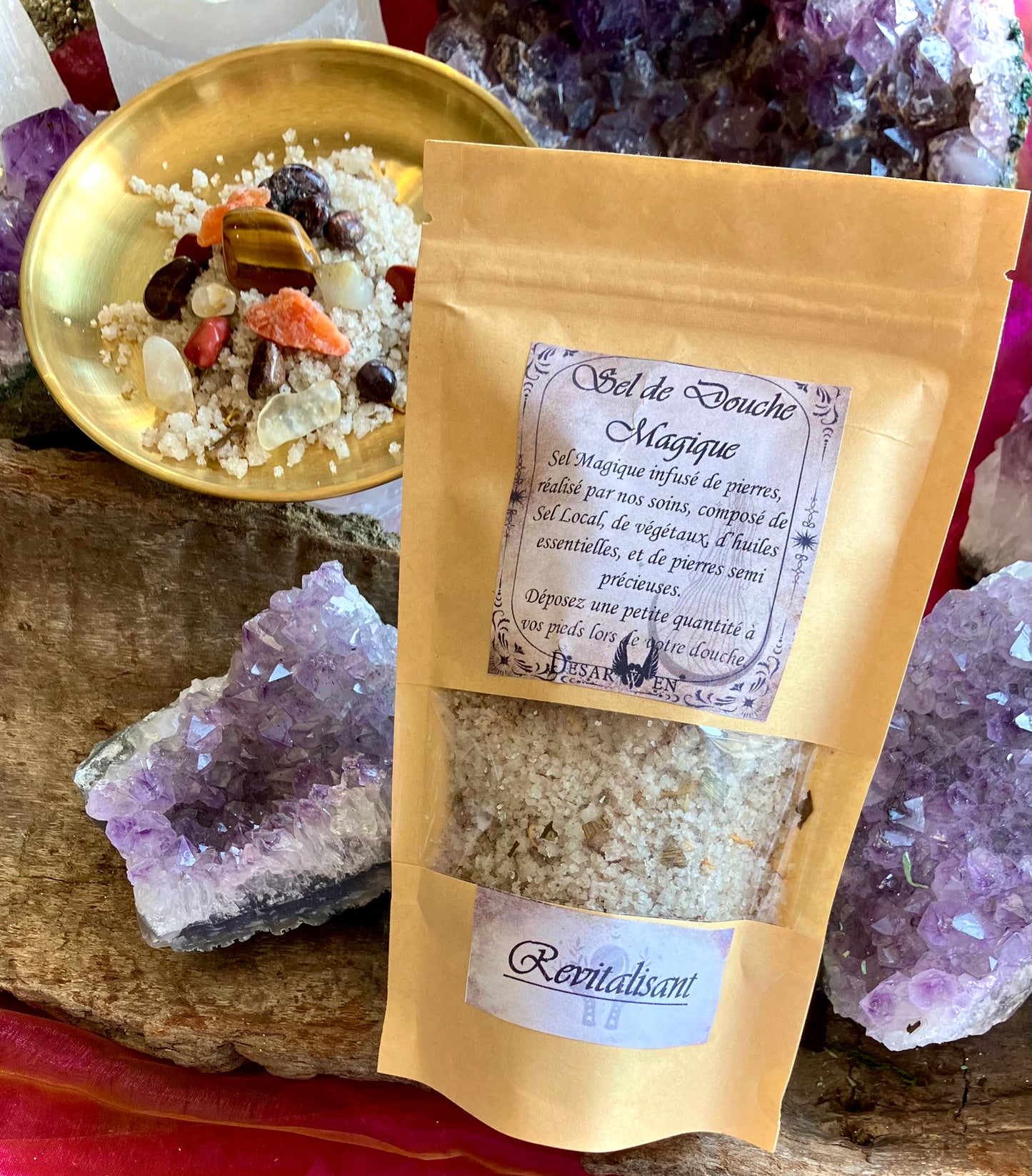 Magic salts revitalizing shower ritual